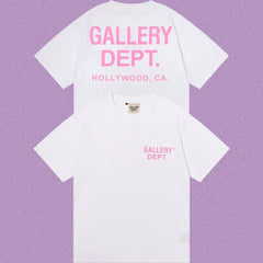 Gallery Dept. Hollywood Logo Short Sleeve T-Shirt - White/Pink