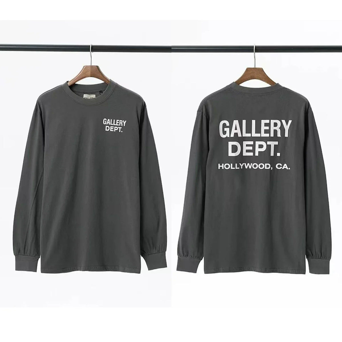Gallery Dept. Hollywood Logo Long Sleeve T-Shirt - Charcoal Grey