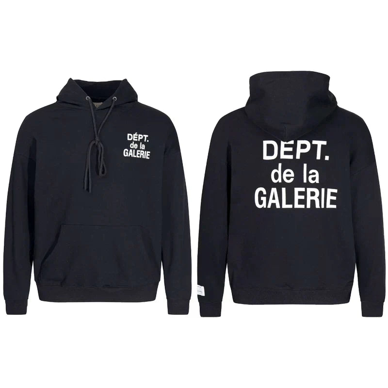 Gallery Dept Dept de la Galerie Black Hoodie White Print