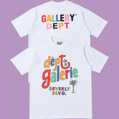 Gallery Dept. Beverly Blvd Multi-Color Hand-Lettered Short Sleeve T-Shirt - White