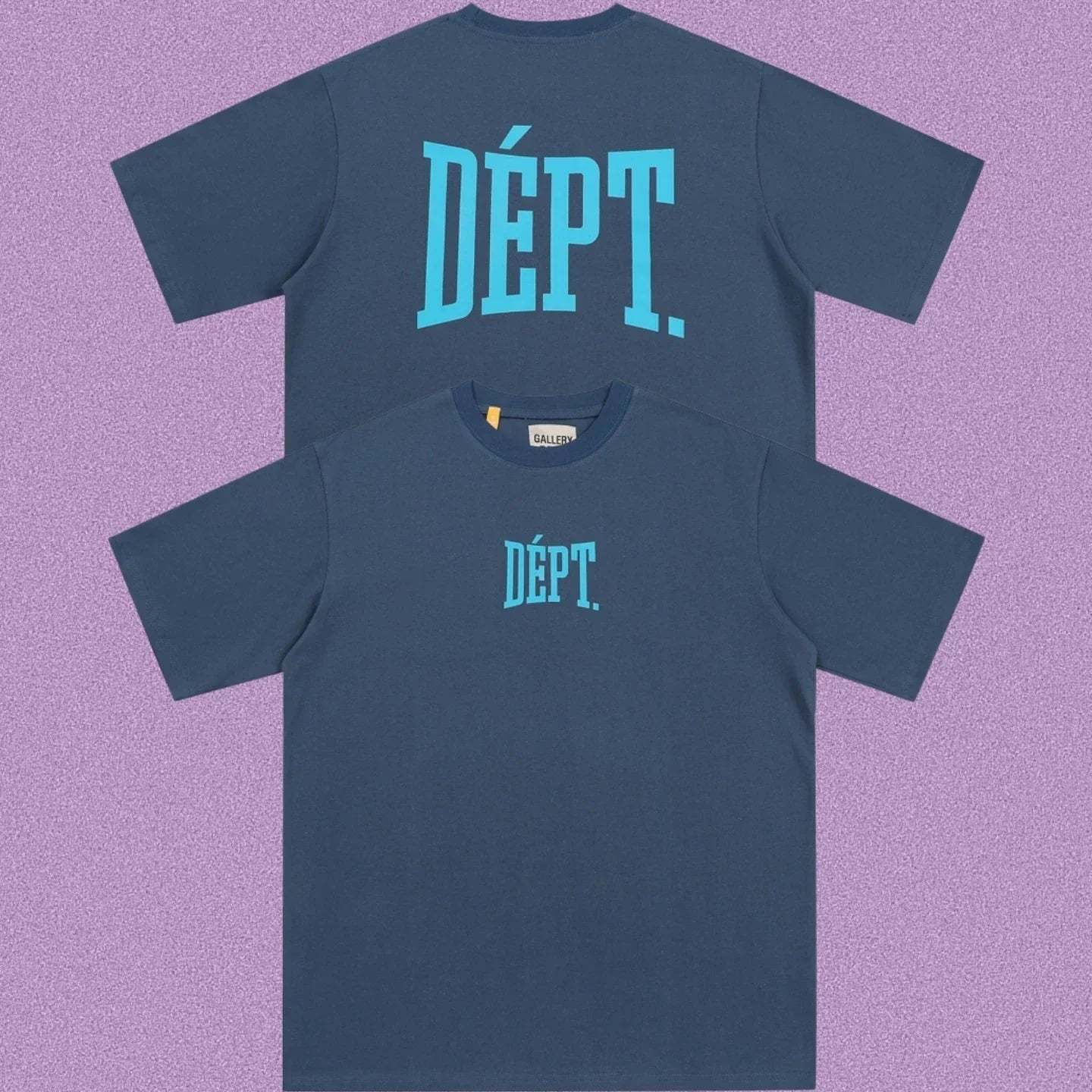 Gallery Dept. Arch Logo Short Sleeve T-Shirt - Blue-Grey/Cyan