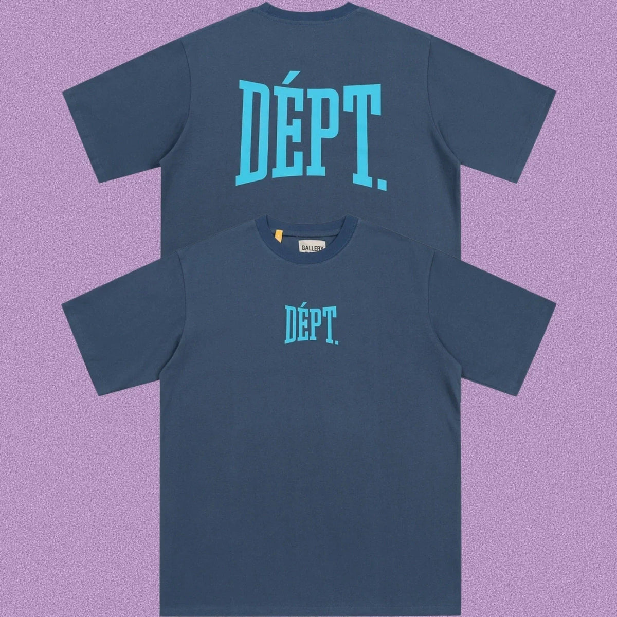 Gallery Dept. Arch Logo Short Sleeve T-Shirt - Blue-Grey/Cyan