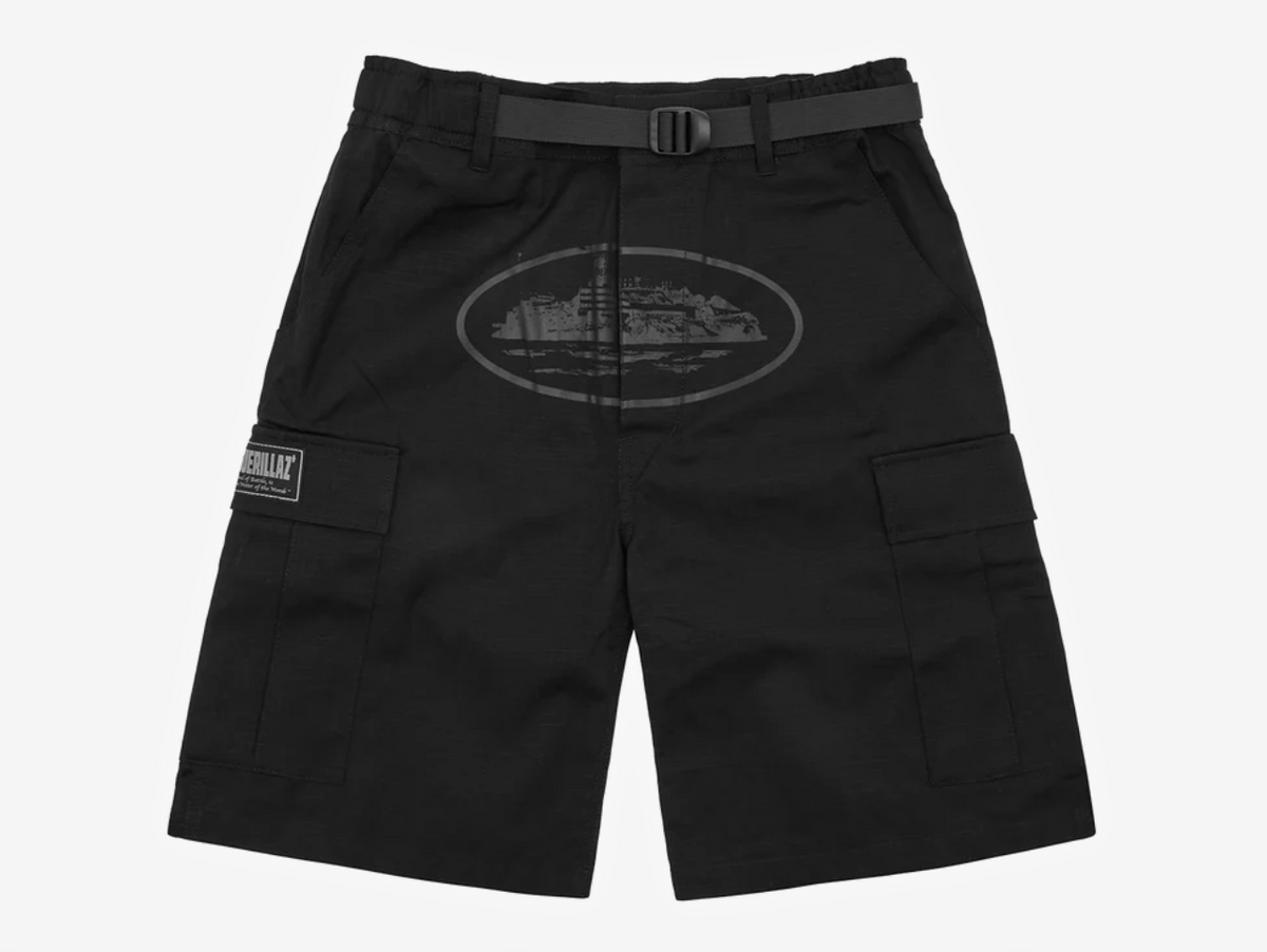 Corteiz Alcatraz Cargo Shorts Black