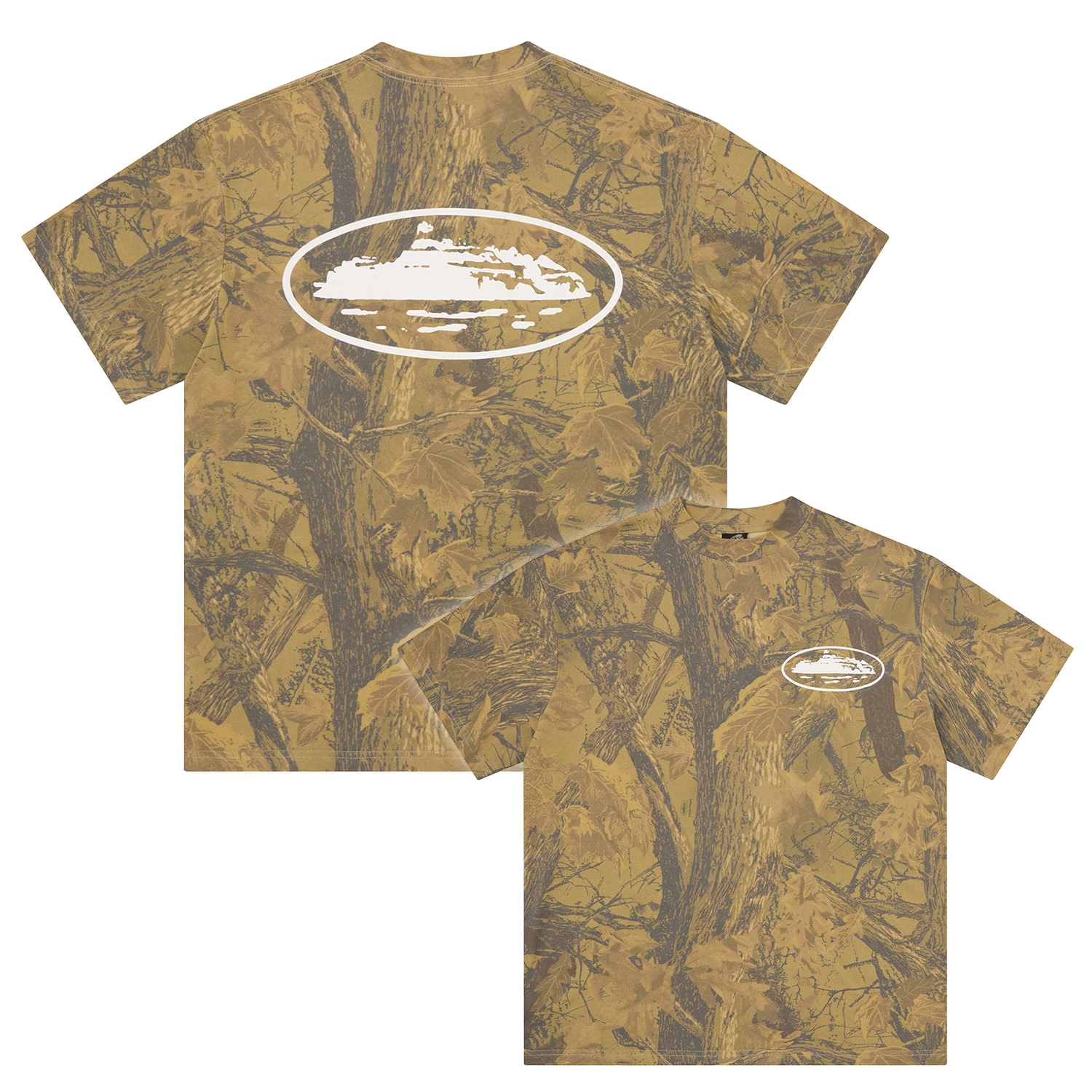 Corteiz Island Puff Print Tee forest Camo