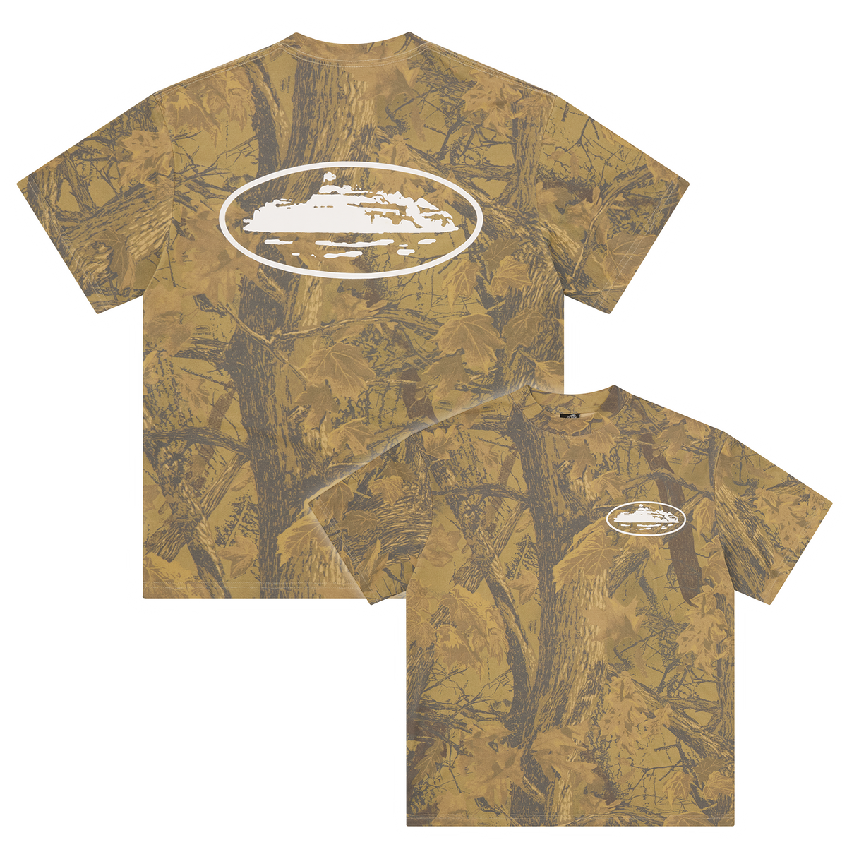 Corteiz Island Puff Print Tee forest Camo