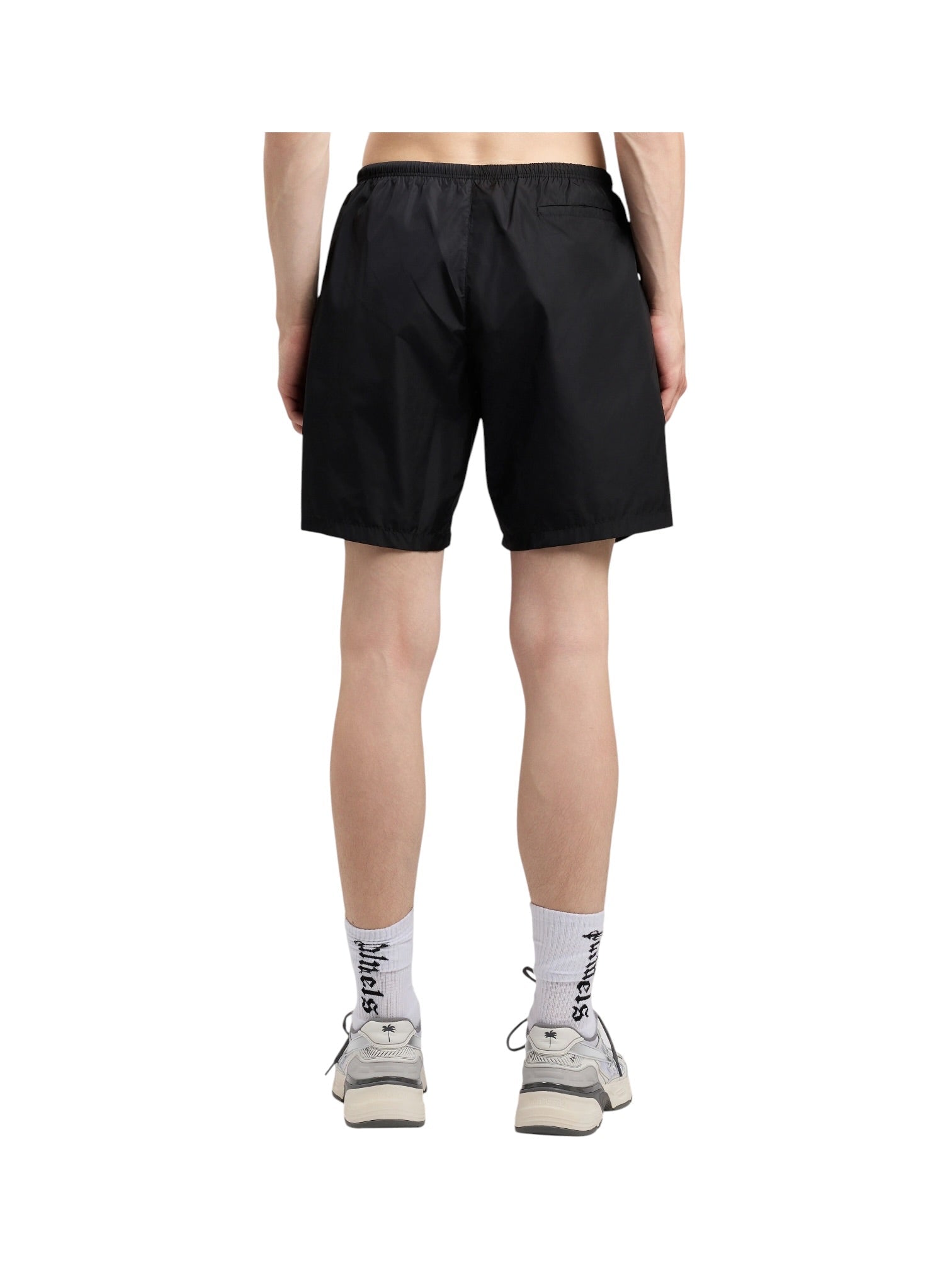 Palm Angels Curved Logo Swimshort Black Off White